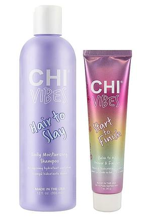 Набор для увлажнения и гладкости волос chi vibes шампунь 355 мл + бальзам-масло 85 г