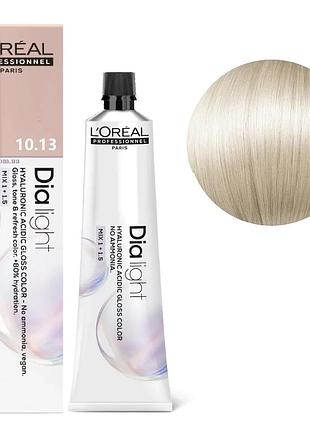 Гель-краска безаммиачная тонирующая l'oreal professionnel paris на кислотной основе dia light 10.13 молочный коктейль светлый блондин пепельный золот…