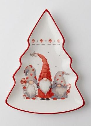 Блюдо керамічне різдвяні гноми 30х23 см 16044-003