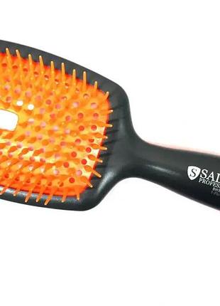 Гребінець-щітка salon professional 8h59 велика квадратна з гумовими зубчиками, колір: помаранчевий