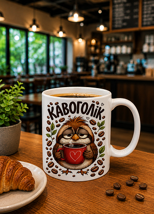 ☕🤎 чашка 330 мл «кавоголік» | прикольна чашка для справжніх поціновувачів кави