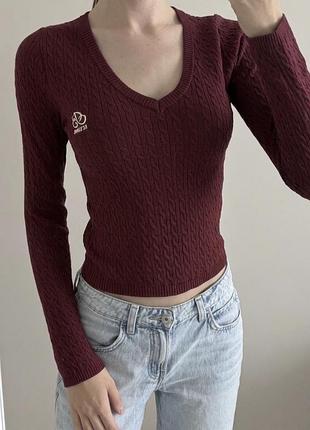 Стильний лонгслів/джемпер bershka у бордовому кольорі