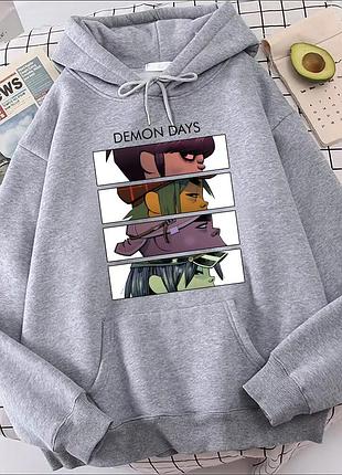 Худі gorillaz (горилаз) 4 весна/осінь, сірий, 3xl