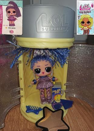 Лялечка lol surprise hairgoals star queen series 2 doll real hair lол з волоссям серія рідкісна золота