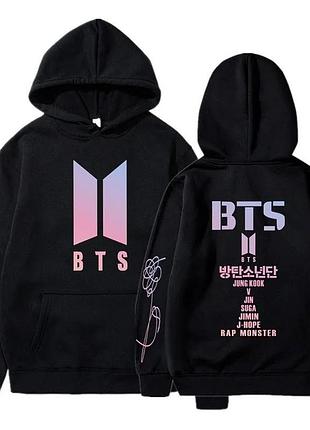 Худі з принтом "bts" бтс 6 чорне, зима, 3xl