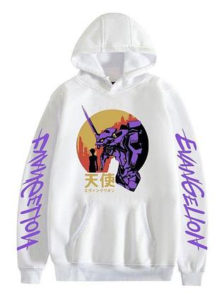 Худи аниме «evangelion» весна/осень, белый