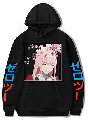 Худи аниме «darling in the franxx, zero two» 18 зима, черный