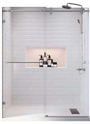 Дверь в нишу koer sr sd06-140x220-tr-01 прозрачное стекло easy clean 8мм, хром (kr5368)