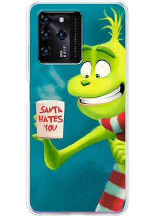 Чехол силиконовый с картинкой на zte blade v30 (новогодний, гринч)