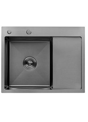 Кухонна мийка kroner krp schwarze - 6350lhm pvd (3.0/1.0 мм)