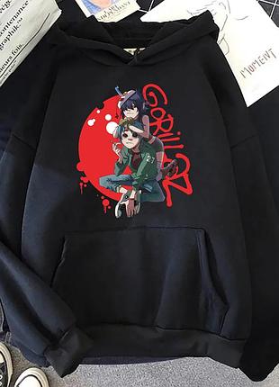 Худі gorillaz (горилаз) 3 зима, чорний, 2xl