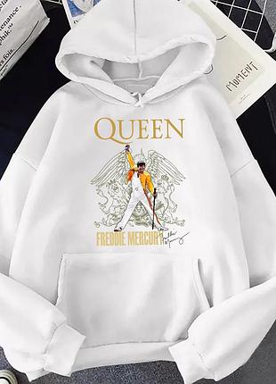 Худи с принтом "rock. queen" 2 белый, весна/осень, 3xl