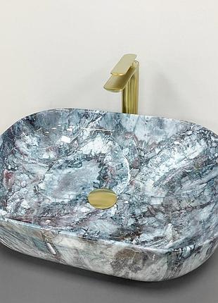 Умывальник (раковина) vbi bergamo blue tourmaline glossy накладной