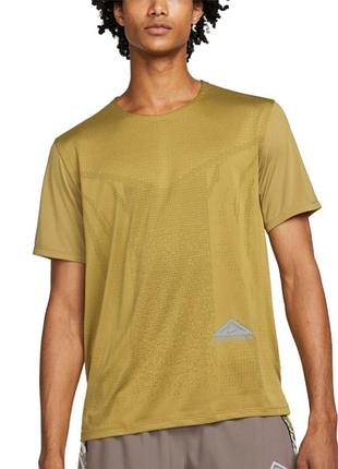 Футболка nike dri-fit rise 365 trail  , golden moss/laser blue