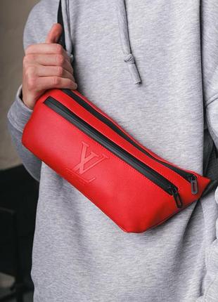 Бананка-сумка з шкірозамінника червона louis vuitton #