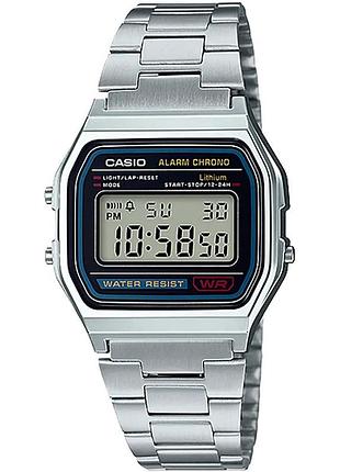 Casio a158wa-1d — електронний кварцовий годинник, сталь, сірий дисплей, 30 wr