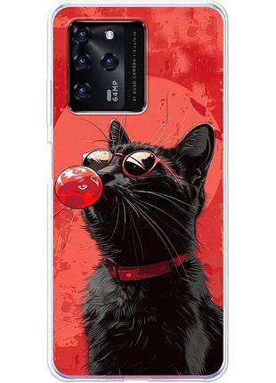 Чехол силиконовый с картинкой на zte blade v30 (стильный котик)
