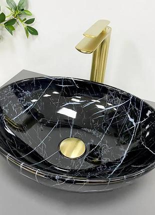 Умывальник (раковина) vbi parma black stone glossy накладной