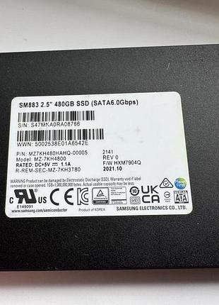 Ssd накопичувач sata samsung sm883 480 gb 2.5"