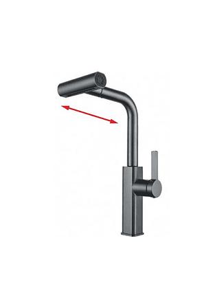 Смеситель для кухни mixxus moz-014 graphite с выдвижной лейкой (4 реж.) из нерж.ст. (mi6340)