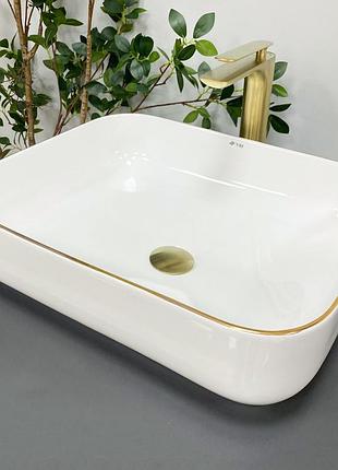 Умывальник (раковина) vbi palermo white gold edge накладной