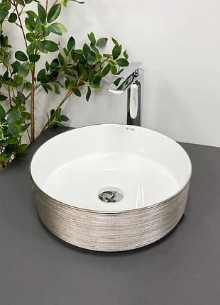 Умывальник (раковина) vbi prato brush silver white накладной