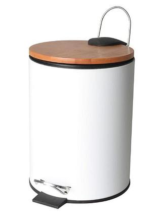 Кошик для сміття yoka vini white bamboo 3л. для ванної кімнати *