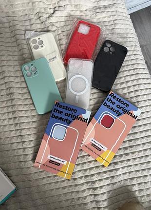 Лот чохлів з склом захисним на айфон 13 про iphone 13 pro