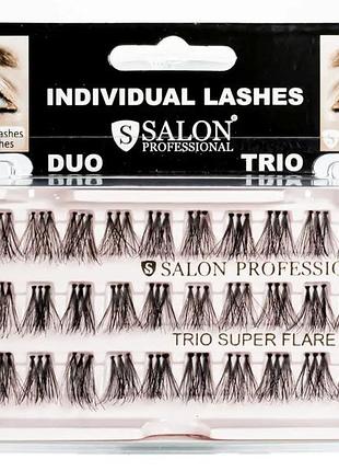 Вії пучкові для нарощування salon professional 3 пучки лонг trio super flare long