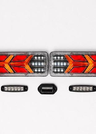 Комплект задніх led ліхтарів mini 300×90×20 мм + led габарити та підсвітка номеру