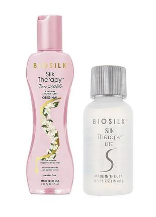 Набор для восстановления и блеска волос biosilk silk therapy жидкий шелк 67 мл + жидкий шелк 15 мл