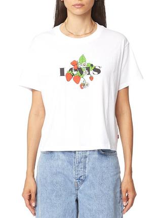 Біла жіноча футболка levi’s з принтом у розмірі xs