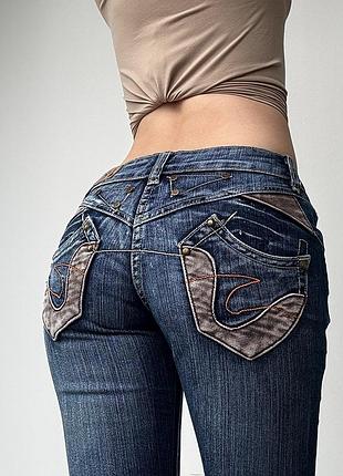 Джинсы темно синие 36 клеш flared bootcut под винтаж vintage низкая талия посадка 2000s 90s y2k