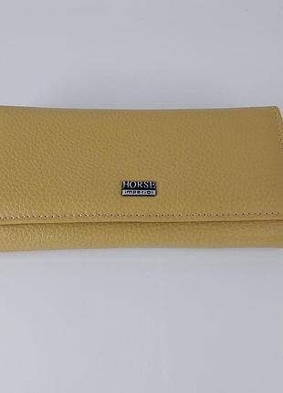 No brand женский кошелек из натуральной кожи классический горизонтальный желтый