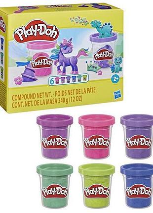 Набір для ліплення play-doh блискуча колекція 6 баночок (f9932)