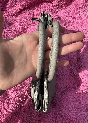 Продам жіночу сіру сумку з сафʼянової шкіри  michael kors sutton large saffiano leather satchel bag pearl grey 6