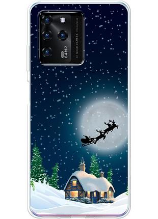 Чехол силиконовый с картинкой на zte blade v30 (новогодний)