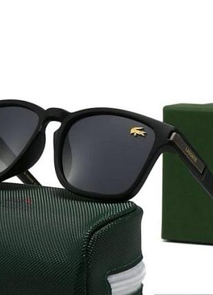 Мужские черные солнцезащитные очки с поляризацией lacoste (23028)