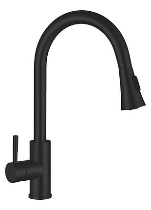 Кухонный смеситель с выдвижной лейкой mixxus sus-014-b black (mi5862)