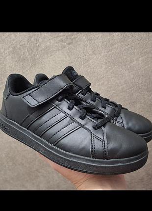 Детские кроссовки adidas grand court elastic lace and top strap fz6161, размер 35, 22 см, черные
