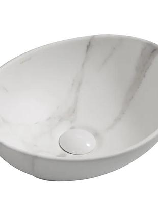 Раковина накладная mixxus premium ellipse-0108 marble 400х330х145mm (mp6526)