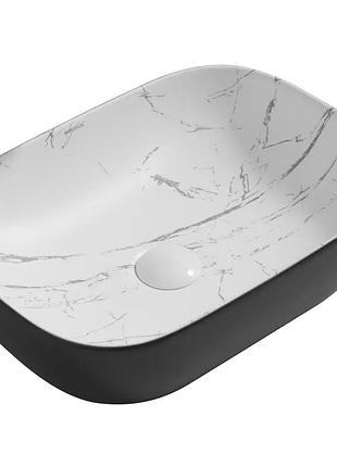 Раковина накладная mixxus premium diverse-0112 marble-black 455х325х135mm (mp6541)