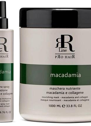 Набор для восстановления и термозащиты волос rr line маска macadamia star 1000 мл и спрей keratin star 200 мл