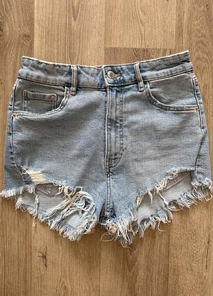 Джинсовые шорты высокая посадка zara