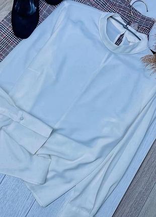 Нова літня блуза h&m l біла блуза класична пряма блуза на манжетах базова блуза