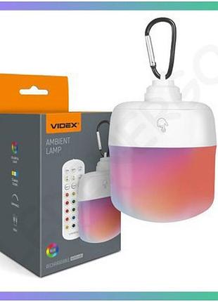 Акумуляторний led світильник videx vl-nl103w-r сенсорний з пультом rgb для освітлення приміщень