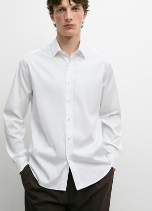 Біла чоловіча сорочка massimo dutti | розмір m (40) | slim fit .