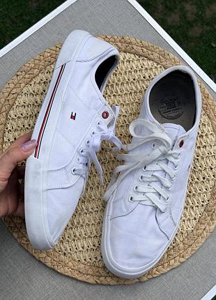 Кеди білі чоловічі tommy hilfiger core corporate vulc canvas