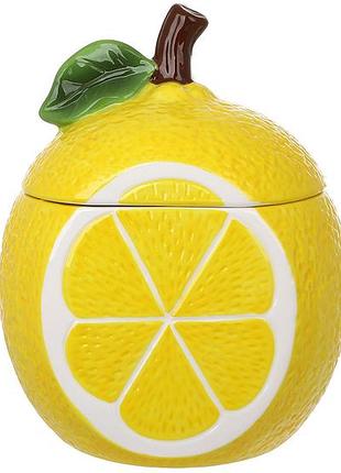 Керамическая банка для хранения lemon 700мл, желтая
