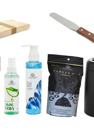 Набор для восковой депиляции global fashion: воскоплав wax-pro + пленочный корейский воск